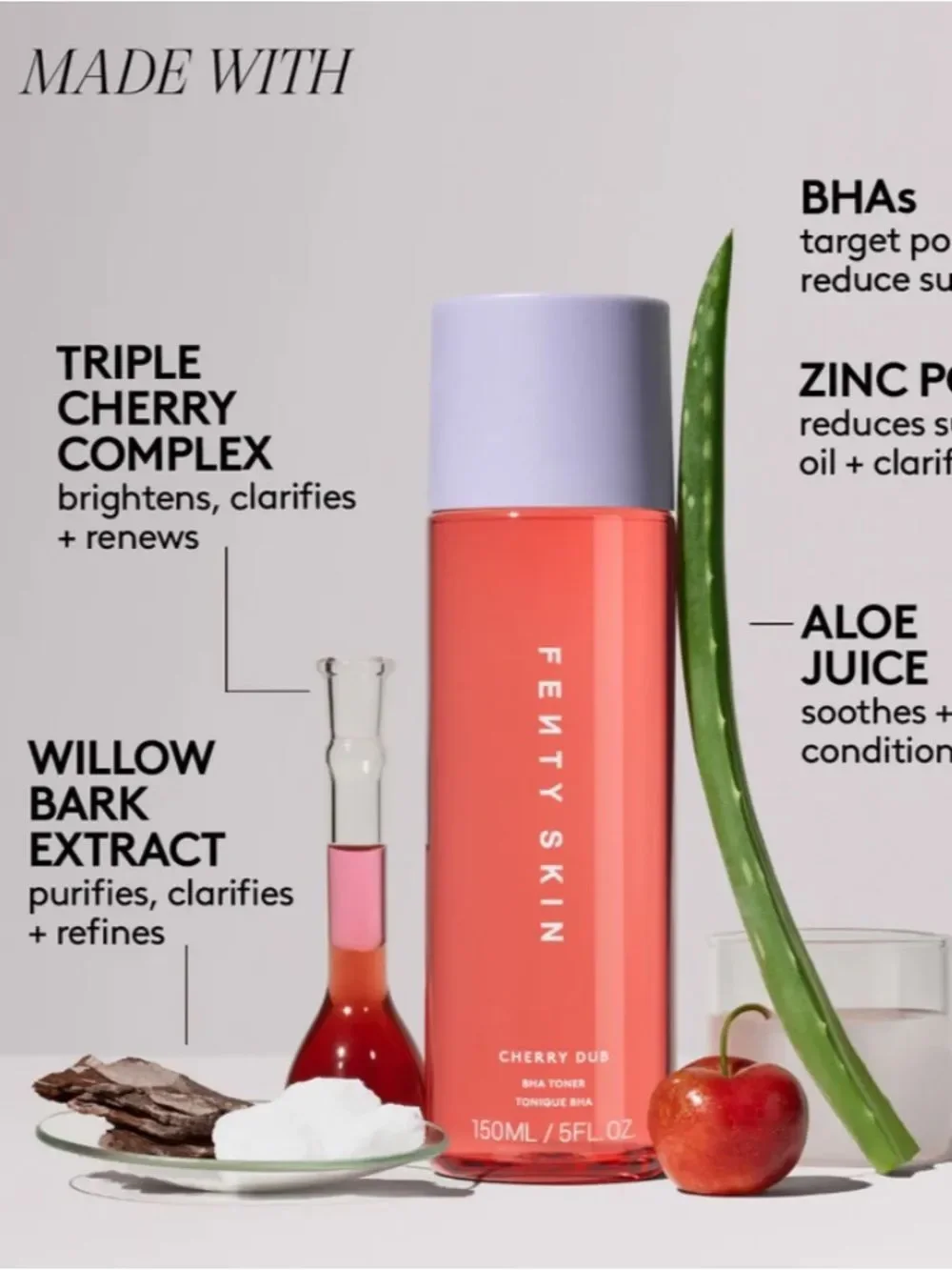 Fenty Skin Cherry Dub BHA Toner with Salicylic Acid & Aloe Juice Sealed $36